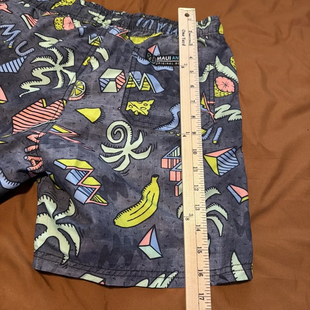 Maui And Sons Island Slice All Over Print Mesh Lined Swim Trunk Size Small!